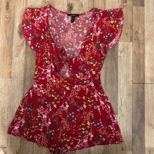 Red Floral Romper